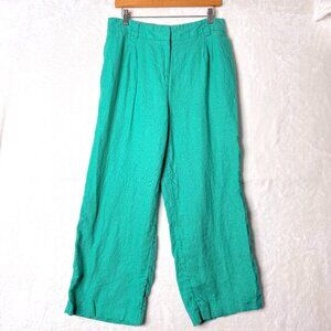 AUTOGRAPH Flax Linen Pleated Wide Tropical Trouser Pants Womens US 10 EU 42